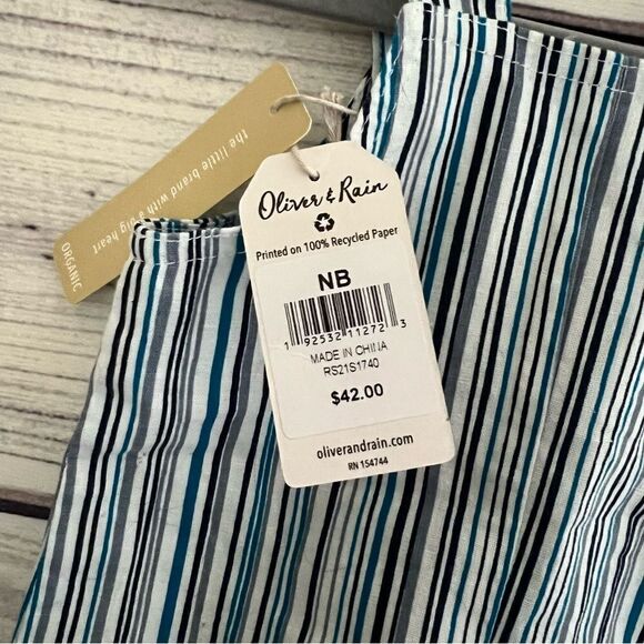 Oliver & Rain Newborn Baby Striped Overalls - Organic & Eco-Friendly - Picture 6 of 6